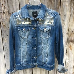 Forever 21 Denim Jacket With Gold Studs Size M